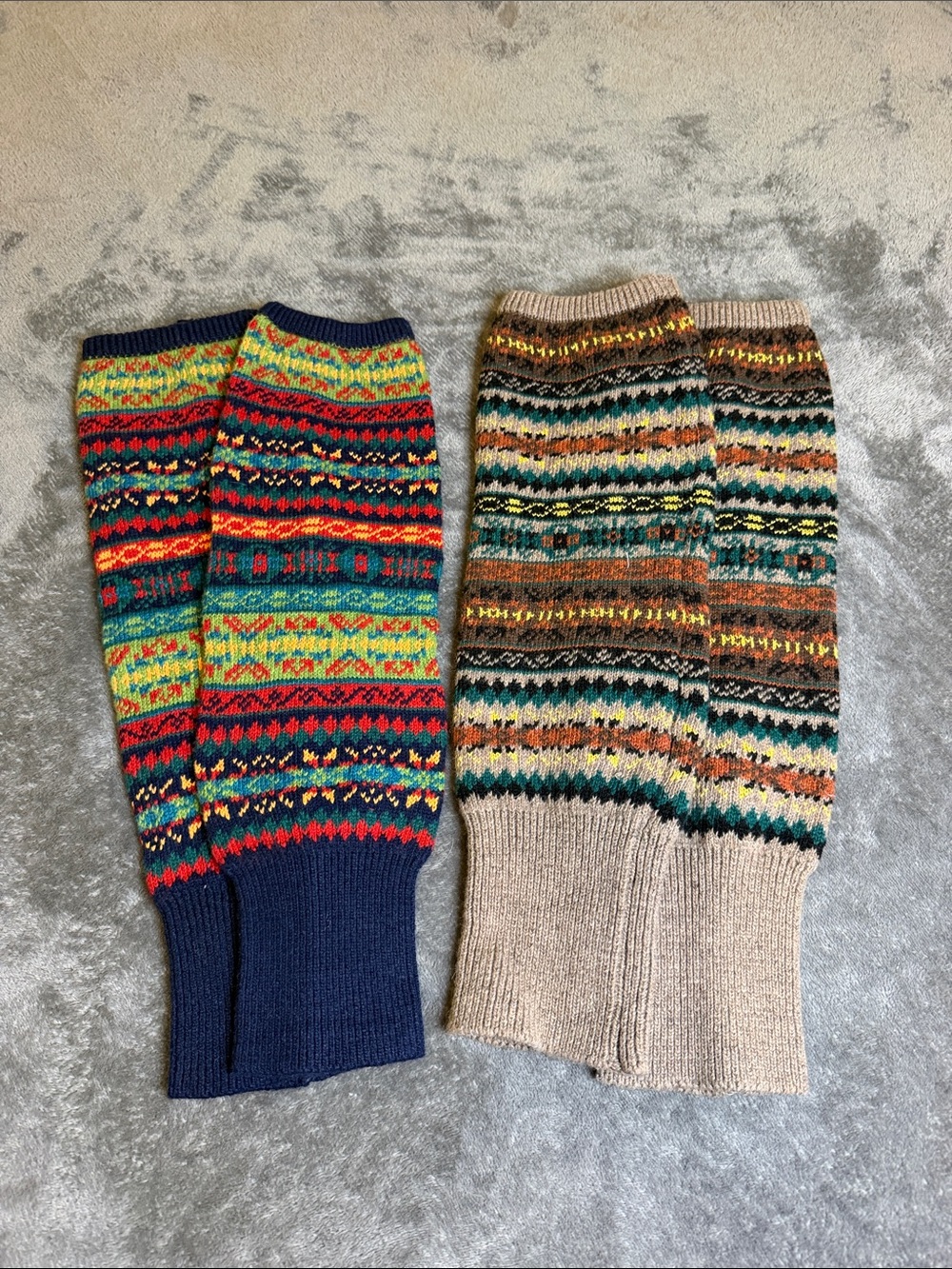 Colorful Fair Isle Knit Leg Warmers - 2 Pairs
